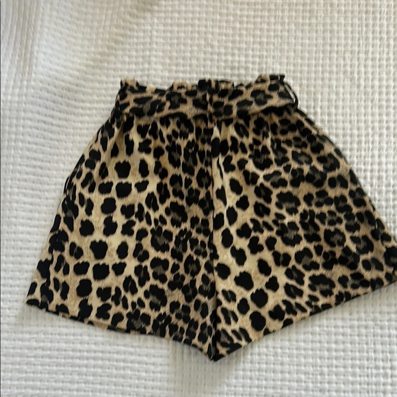 Zara Leopard Print High Waist Shorts - Picture 2 of 10